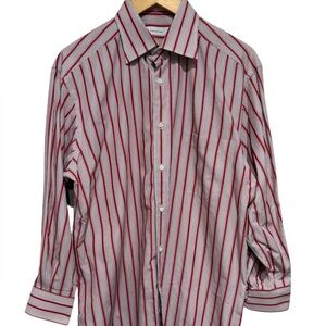 Classic Men's Red & White Stripe Button-Down Shirt